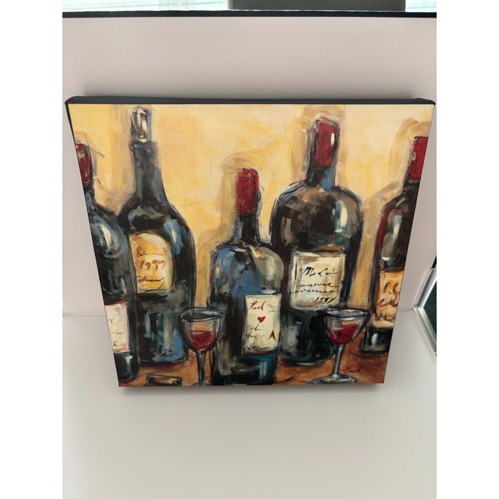 Framed Wine Bottle Art Print 10x10 – Rustic Kitchen / Bar Wall Decor